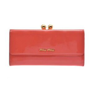 Miu MIu double hook long Wallet enamel orange MIUMIU